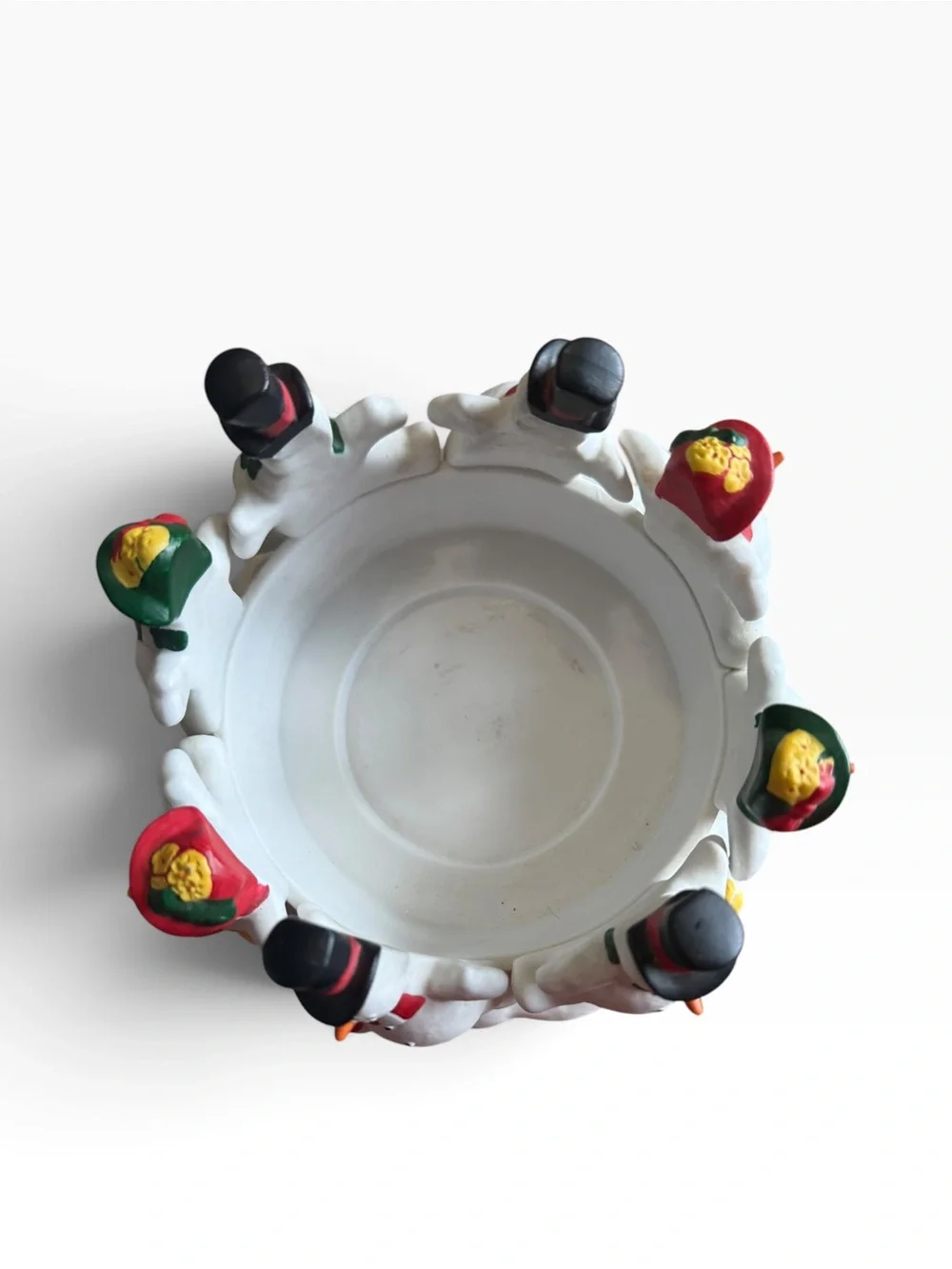PartyLite P7436 Frolicking Frostys Snowman 3 Wick Candle Holder Ring -vintage